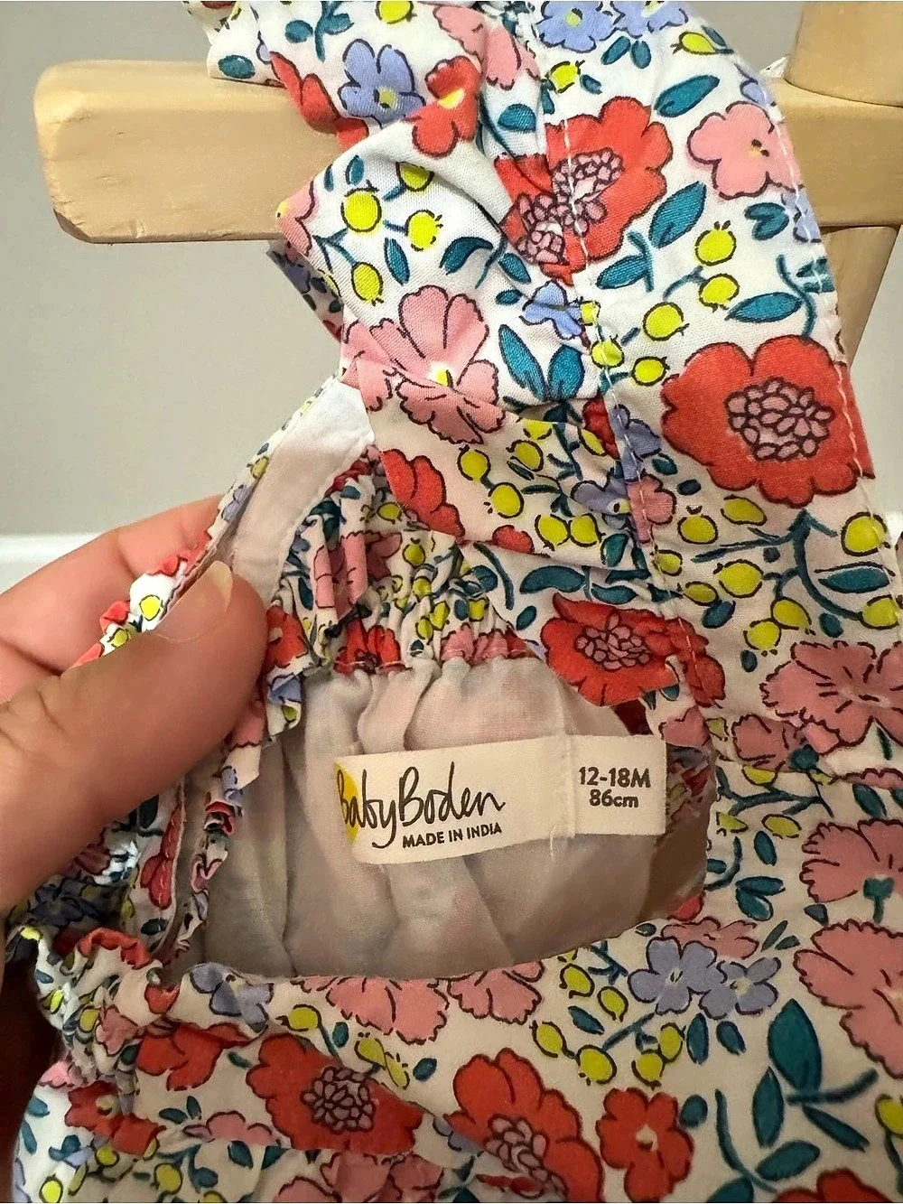 Baby Boden Floral Baby Romper White & Pink 12-18M